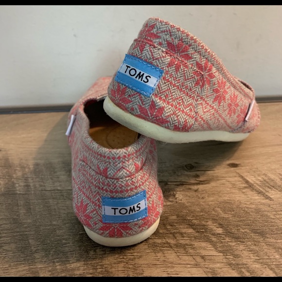 TOMS Gray Pink BELMONT Snowflake LOAFERS Flats  9 - Picture 5 of 7